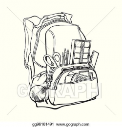 EPS Illustration - Blue backpack packed with school items ...