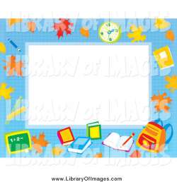 Clip Art of an Educational Border with Leaves, a Clock ...