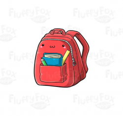 Kawaii Backpack Clipart, Cute Bag Clip Art, Education Back to School  Supplies Kids Stationery Rainbow Colorful PNG Graphic Digital Download