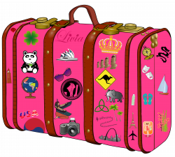 Suitcase clipart pink suitcase - Pencil and in color suitcase ...