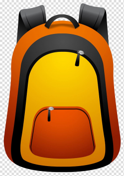 Orange, yellow, and gray backpack illustration, Backpack ...