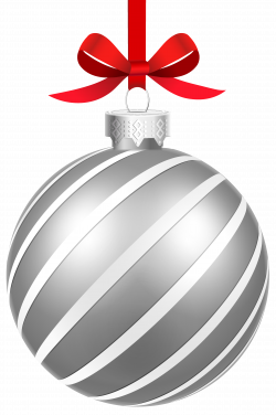 Silver Striped Christmas Ball PNG Clipart Image | Gallery ...