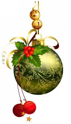 Green Transparent Christmas Ball with Mistletoe Clipart Picture ...