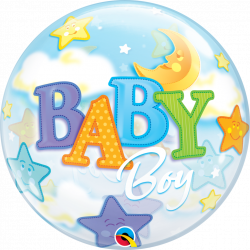 Baby Boy Moon & Stars Bubble Balloon - Qualatex – Balloonatics Designs