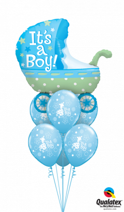 Get Baby Boy Pram Helium Balloons Delivered to your choice of venue.
