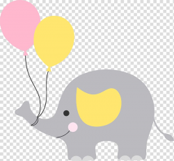 Gray elephant with balloon graphics illustration, Baby ...