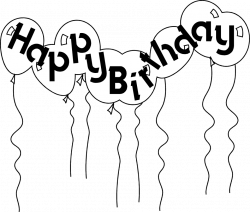 28+ Collection of Happy Birthday Balloons Clipart Black And White ...