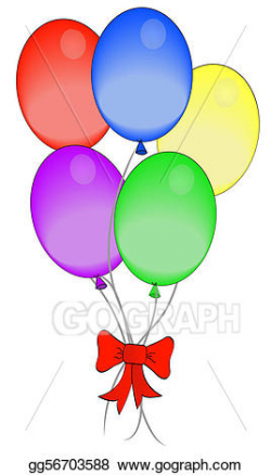 Drawing - Bright colored balloons tied with ribbon. Clipart ...