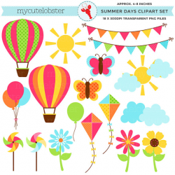 Summer Days Clipart Set - clip art set of summer items ...