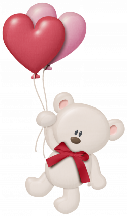 White Teddy with Heart Balloons PNG Clipart | Gallery Yopriceville ...