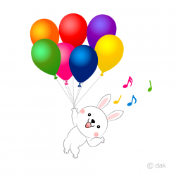 Bunny flying in the balloon Free Picture｜Illustoon