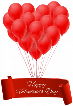 Happy Valentine's Day Banner with Balloons PNG Clip Art Image ...