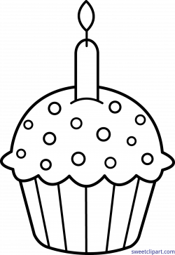Birthday Cupcake Coloring Page Clip Art - Sweet Clip Art