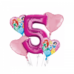 Disney Princess 5th Birthday Balloon Bouquet 5pc