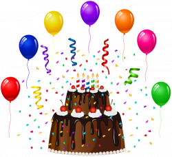Birthday Cake with Confetti and Balloons PNG Clip Art | Sewing ...