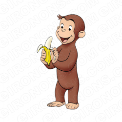 CURIOUS GEORGE HOLDING BANANA CHARACTER CLIPART PNG IMAGE SCRAPBOOK INSTANT  DOWNLOAD