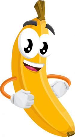 banana character hands eyes mouth happy fruit fun smile ...