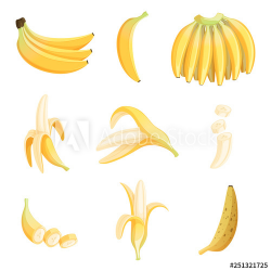 Banana cartoon. Fruits half appetizing dessert vector ...