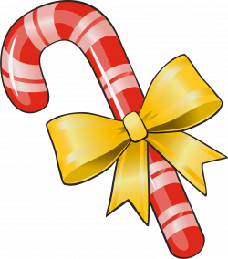 Transparent Christmas Candy Cane with Yellow Bow PNG Clipart ...
