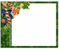 Green PNG Christmas Frame with Candy Cane | Gallery Yopriceville ...