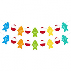 Little Fisherman Fish Bobber Garland Banner for Gone Fishing Party Supplies  School Home Decorations