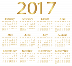 2017 Gold Calendar PNG Transparent Clip Art Image | Gallery ...