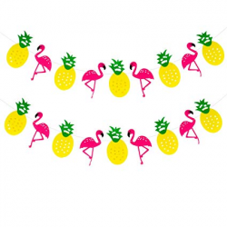 KacthOn Flamingo and Pineapple Banner Garland - No-DIY Required, 2 Pack |  Flamingo Party Supplies | Pineapple Party Decor, Hawaiian Luau Beach ...
