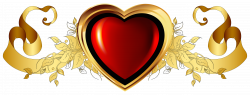 Image - Large Red Heart with Gold Banner Element Clipart.png ...