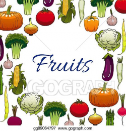 Vector Stock - Vegetable banner of vegetables icons with ...
