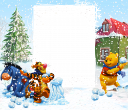 Winnie the Pooh Winter PNG Kids Frame | Gallery Yopriceville - High ...