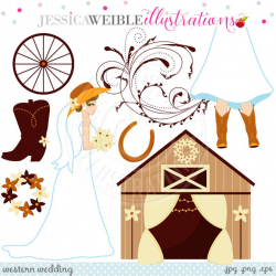 Western Wedding Cute Digital Clipart - Commercial Use OK - Cowboy Wedding  Clipart - Cowgirl Bride - Bride in Cowboy Boots