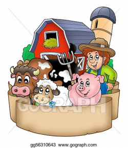Stock Illustrations - Banner with barn and country animals ...