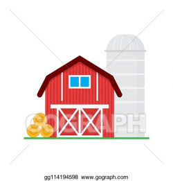 Vector Art - Red barn, wooden agricultural building. horse ...