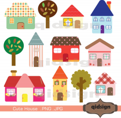 Cute House Clipart Personal and Commercial by qidsignproject ...