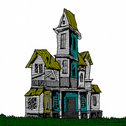 Old House clipart spooky - Pencil and in color old house clipart spooky