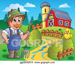 Vector Stock - Country scene with red barn 3. Clipart ...