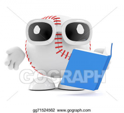 Stock Illustration - 3d baseball reads a book. Clipart ...