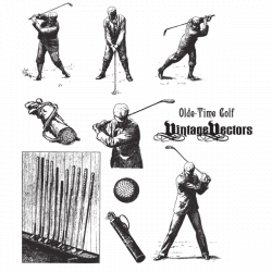 Vector art of Olde-Time Golf Vector Art: Swinging Golfers, Clubs ...