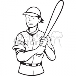 baseball batting stance black white clipart. Royalty-free clipart # 390019