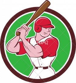 Baseball Player Batting Stance Cartoon - Icons by Canva