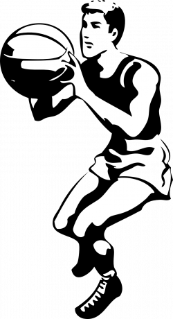 clipartist.net » Clip Art » basketball player black white line art SVG