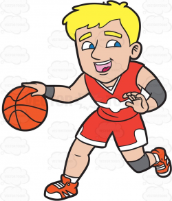 A Happy Male Basketball Player Dribbling A Ball #cartoon ...