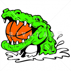 Mascot Clipart Image of A Gator Holding A Basketball In Its ...
