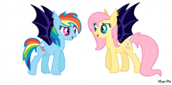 Bat-Ponies Fluttershy and Rainbow Dash by MaryPonyArtist on DeviantArt