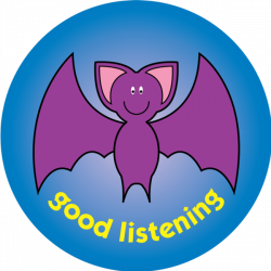 Bat - good listening - pack of 75 38mm reward stickers
