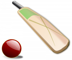 Clipart - Cricket ball and bat