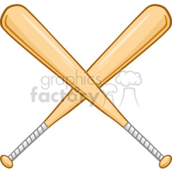 Two Crossed Baseball Bats clipart. Royalty-free clipart # 396073