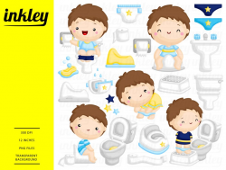 Toilet Activity Clipart, Cute Boy Clipart, Potty Train Clipart, Toilet Time  Clipart, Potty Training Clipart, Boy at Bathroom Clip Art
