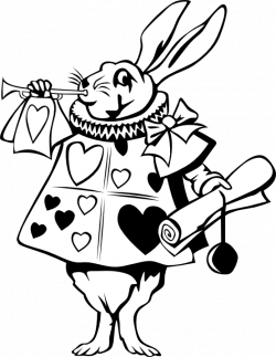 Rabbit From Alice In Wonderland 2 Black White Line Art Coloring Book ...