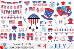4th of July Clipart USA Patriotic Vector Graphics Independence Day  Illustrations